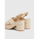 Sandalias Tacon Th Raffia Mid Heel Sandal  TOMMY HILFIGER