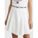Faldas Cortas Tjw Logo Waistband Pleated Mini Blanco  TOMMY JEANS