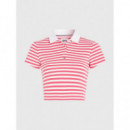 Polos Tjw Ess Crop Stripe Rib Polo  TOMMY JEANS