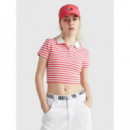 Polos Tjw Ess Crop Stripe Rib Polo  TOMMY JEANS