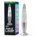 ITOTAL Lampara de Lava Led Multi Color XL2673 Base Plata Cera Blanca