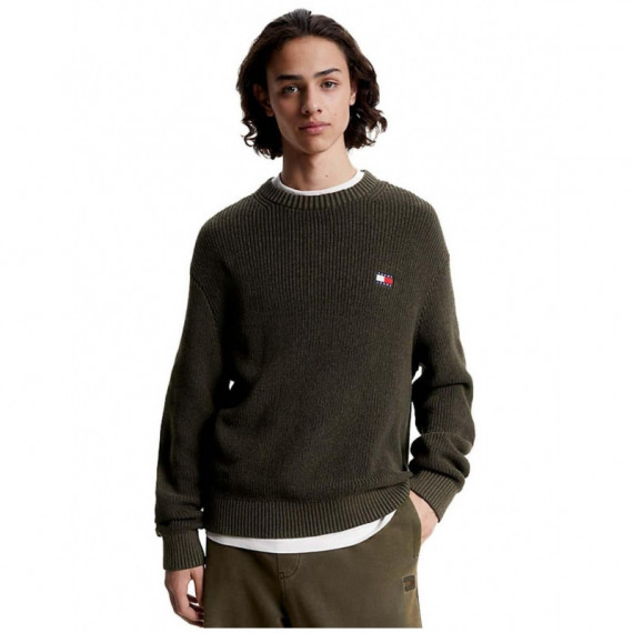 Tjm Reg Tonal Xs Badge Sweater Drab Oliv  TOMMY JEANS