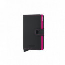 Cartera SECRID Miniwallet Matte Black & Fuchsia Negro
