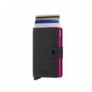 Cartera SECRID Miniwallet Matte Black & Fuchsia Negro