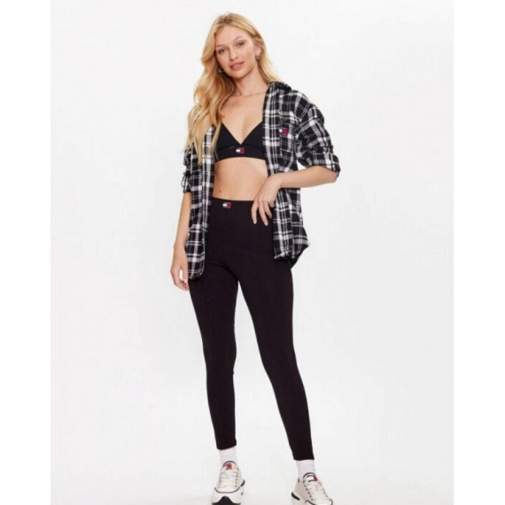 Tjw Xs Badge Seam Rib Legging Black  TOMMY JEANS