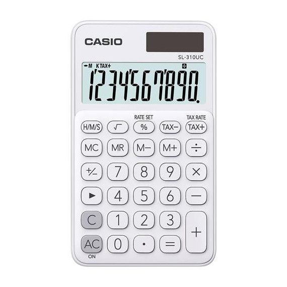 CASIO Calculadora Solar Pequeño SL-310UC Blanco 10 Digitos con Pilas