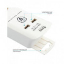 TM ELECTRON Regleta 6 Enchufes con 2XUSB Blanco y Interruptor TMUAD306 Blanco