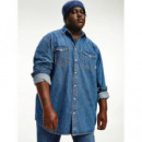 Tjm Plus Western Denim Shirt Mid Indigo  TOMMY JEANS