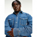 Tjm Plus Western Denim Shirt Mid Indigo  TOMMY JEANS