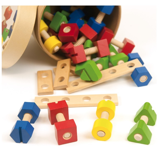 Tornillos y Tuercas de Madera - 56 Piezas - Juego  ANDREY TOYS