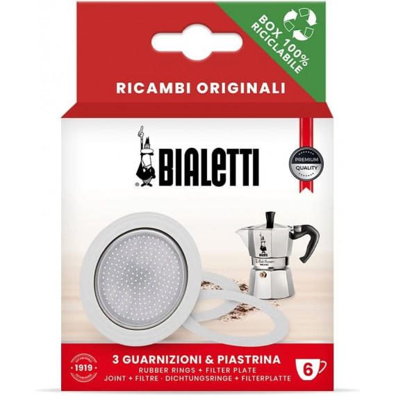 Set de 3 Juntas + Filtro de Repuesto BIALETTI 6 Tazas