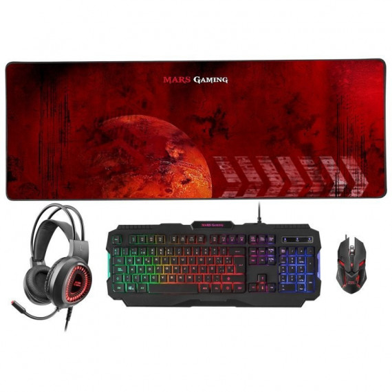 Pack MARS GAMING  Teclado + Ratón + Auriculares + Alfombrilla Xxl