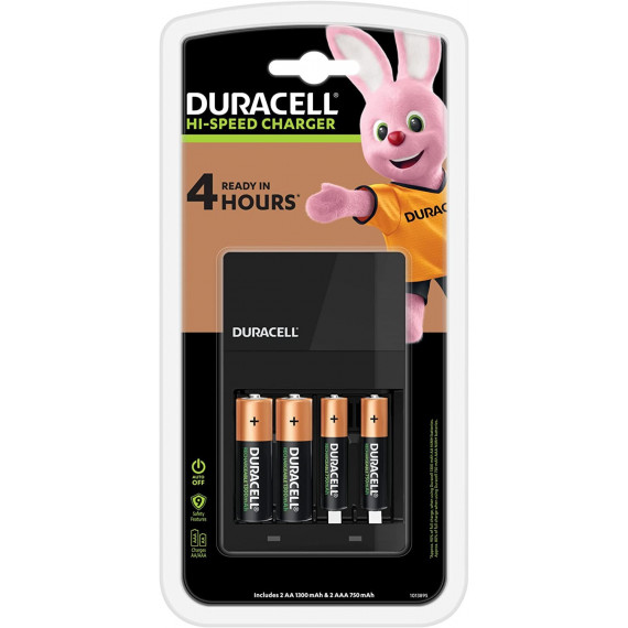 Cargador de Batería DURACELL de 4 Horas con 2 Aa y 2 Aaa