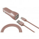 Cargador Coche Micro USB 2.1A Oro Rosa  KSIX
