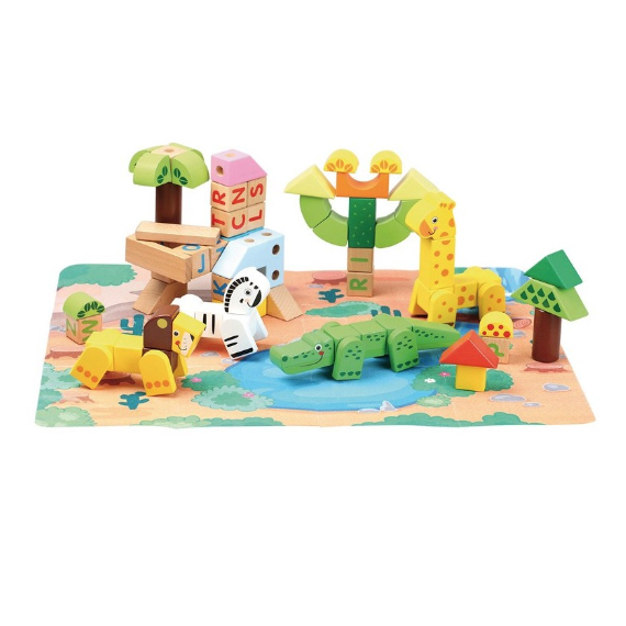 Bloques de Construcción de Animales del Bosque - 80 Piezas. Juego  TOPBRIGHT BY ANDREU TOYS