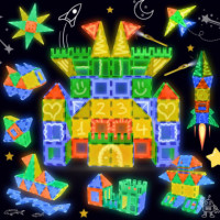 Bloques de Construcción Magnéticos Brillan en la Oscuridad - 62 Piezas + 2 Bolígrafos Luz Uv  TOP KINGDOM