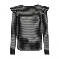 Camisetas Mujer Camiseta ONLY Mille Frill Top Black Cloud Dancer - Guanxe Atlantic Marketplace