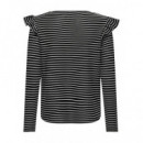 Camisetas Mujer Camiseta ONLY Mille Frill Top Black Cloud Dancer