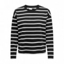 Camisetas Mujer Camiseta ONLY Soph Rayas Black Cloud Dancer