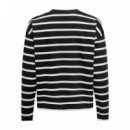 Camisetas Mujer Camiseta ONLY Soph Rayas Black Cloud Dancer