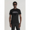 Camiseta de Algodón Slim Fit con Estampado de Tigre Difuminado de ANTONY MORATO