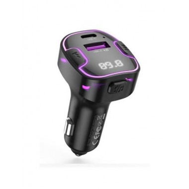 XO Cargador y Transmisor Coche Fm con Bluetooth+usb+tipo C XO-BCC12 Negro