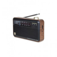 SANYO Radio Analogica Am/fm Borde Madera con Bateria Recargable KS114