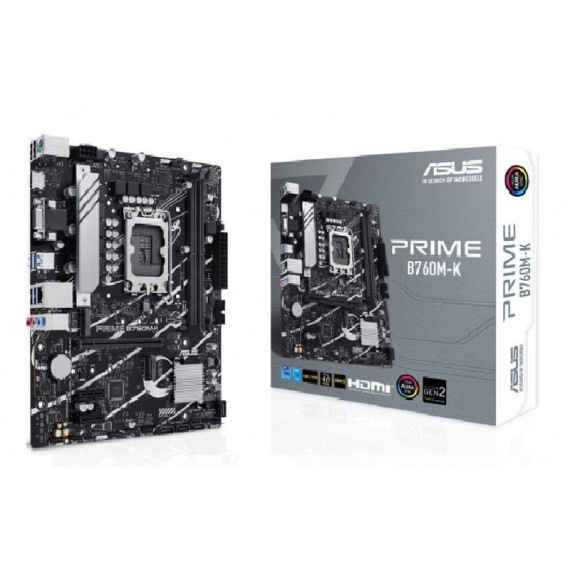 ASUS Placa Base Prime B760M-K M-atx LGA1700  Gen 14.ª -13.ª 12.ª / 2XDDR5 / 1 X VGA / 1 X HDMI / 2 X M.2 /4 X Sata / Matx