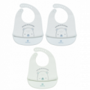 Set 3 Baberos de Silicona Bear Whit Me (azul-verde-verde)  KIKABOO