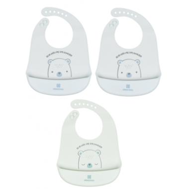 Set 3 Baberos de Silicona Bear Whit Me (azul-verde-verde)  KIKABOO