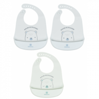Set 3 Baberos de Silicona Bear Whit Me (azul-verde-verde)  KIKABOO