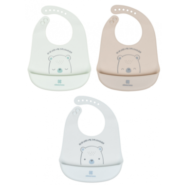 Set 3 Baberos de Silicona Bear Whit Me (verde-gris-azul)  KIKABOO
