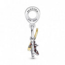 PANDORA Moments Flamenco & Abanico Charm Colgante en Plata de Ley y Oro de 14K Guitarra Española, Zapato 760765C01