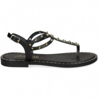 Esclava Argolla Tachas Piel Negro  S.PIERO