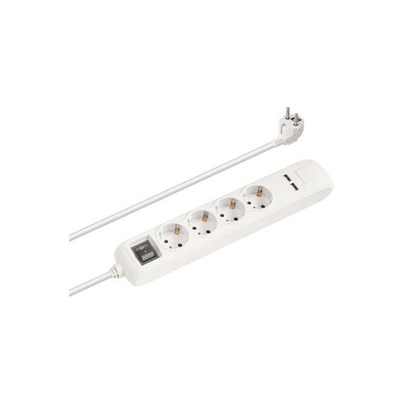 NIMO Regleta 4 Tomas con Proteccion +2XUSB 16A 3680W 1.5MTRS Cable Blanco MEL261