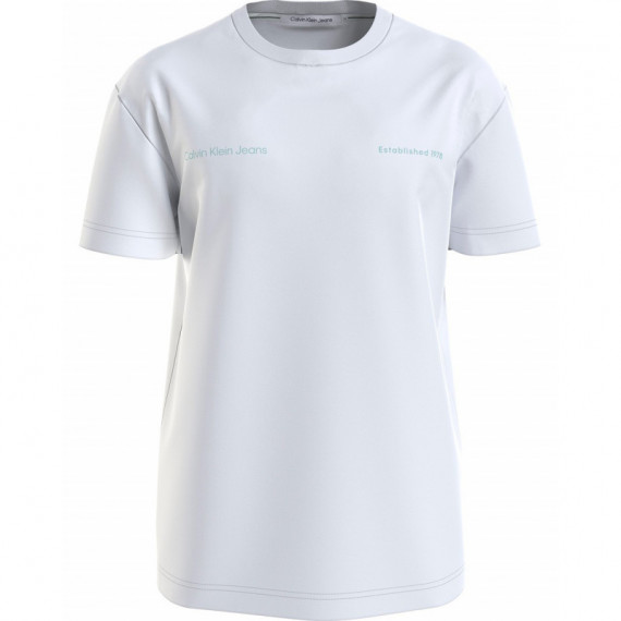 Camiseta CALVIN KLEIN Blanca Logo Verde Menta Espalda