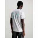 Camiseta CALVIN KLEIN Blanca Logo Verde Menta Espalda
