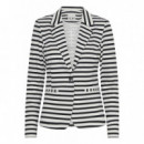 Chaquetas Mujer Blazer ICHI Kate Cloud Dancer Black Stripe