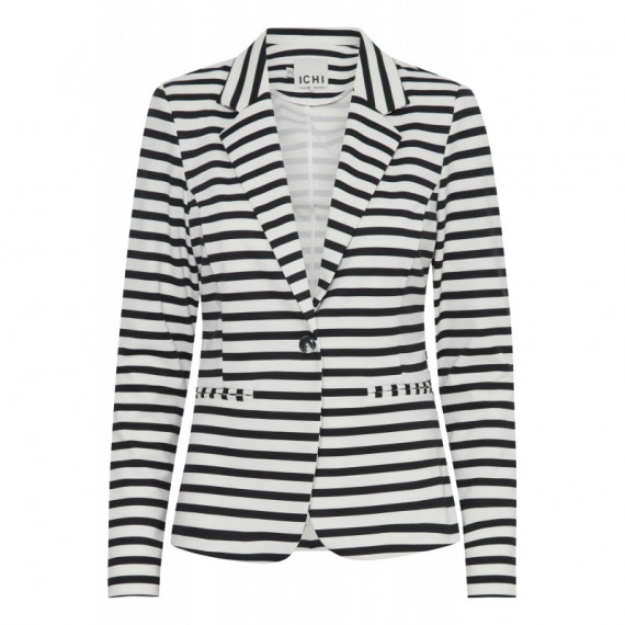 Chaquetas Mujer Blazer ICHI Kate Cloud Dancer Black Stripe