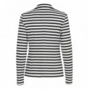 Chaquetas Mujer Blazer ICHI Kate Cloud Dancer Black Stripe