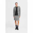 Chaquetas Mujer Blazer ICHI Kate Cloud Dancer Black Stripe