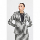 Chaquetas Mujer Blazer ICHI Kate Cloud Dancer Black Stripe