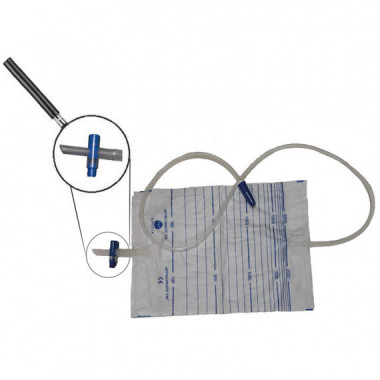 Bolsa orinal 2L con válvula y grifo en T 20 unidades