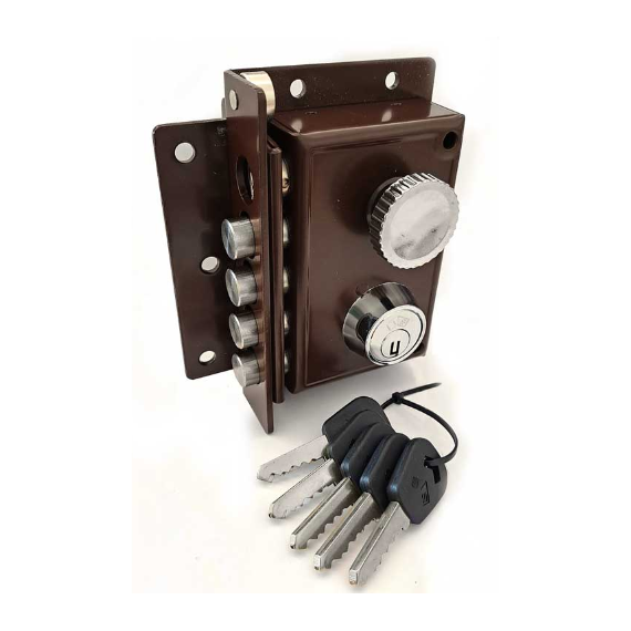 Cerradura De Seguridad Jis - Color Marrón - Izquierda - Modelo 5240