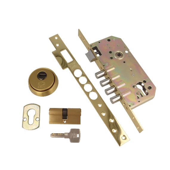 Cerradura Entrada Latonado Barnizado 60mm - Modelo 100