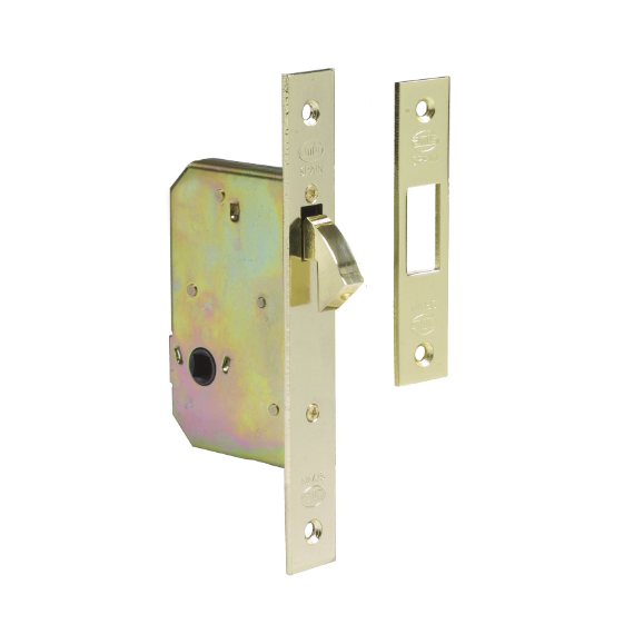 Cerradura Embutir Con Pico De Loro Latonado Barnizado 50