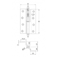 Bisagra Desmontable Modelo 1207 De 100mm - Latonada Pulido Derecha