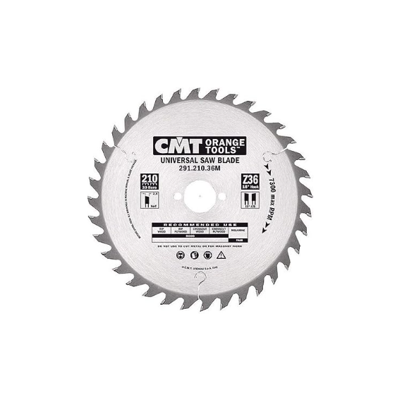 Disco Sierra Madera Cmt - 210 Mm X 2,8 Mm X 25 Mm - 36 Dientes - 291.210.36l