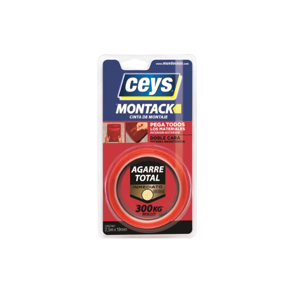 Ceys Montack Express Cinta Blister - 300 Kg - 2,5 M X 19 Mm