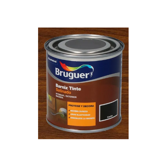 Bruguer Barniz Tinte Satinado - Interior / Exterior Madera Caoba - Formato De 750 Ml